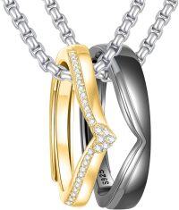 wholesale 925 Sterling Silver Love Arrow Cat Couples Heart Necklaces Gifts for Couples-Matching Couple Ring-3