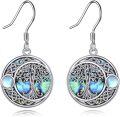 wholesale 925 Sterling Silver Abalone Shell Moonstone Celtic Tree Of Life Drop Earrings-0-0