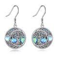 wholesale 925 Sterling Silver Abalone Shell Moonstone Celtic Tree Of Life Drop Earrings-0-0