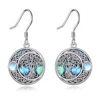 wholesale 925 Sterling Silver Abalone Shell Moonstone Celtic Tree Of Life Drop Earrings-Celtic Moonstone