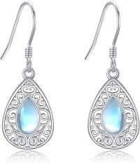 wholesale 925 Sterling Silver Teardrop Moonstone & Amethyst Filigree Dangle Earrings-C