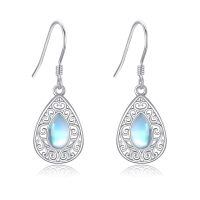 wholesale 925 Sterling Silver Moonstone Filigree Drop Earrings Wholesale With Elegant Scroll Design-C