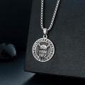 wholesale 925 Sterling Silver Viking Warrior Pendant with Rune Circle and Helmet Design on Round Medallion - Mens & Womens Jewelry Necklaces -0-1