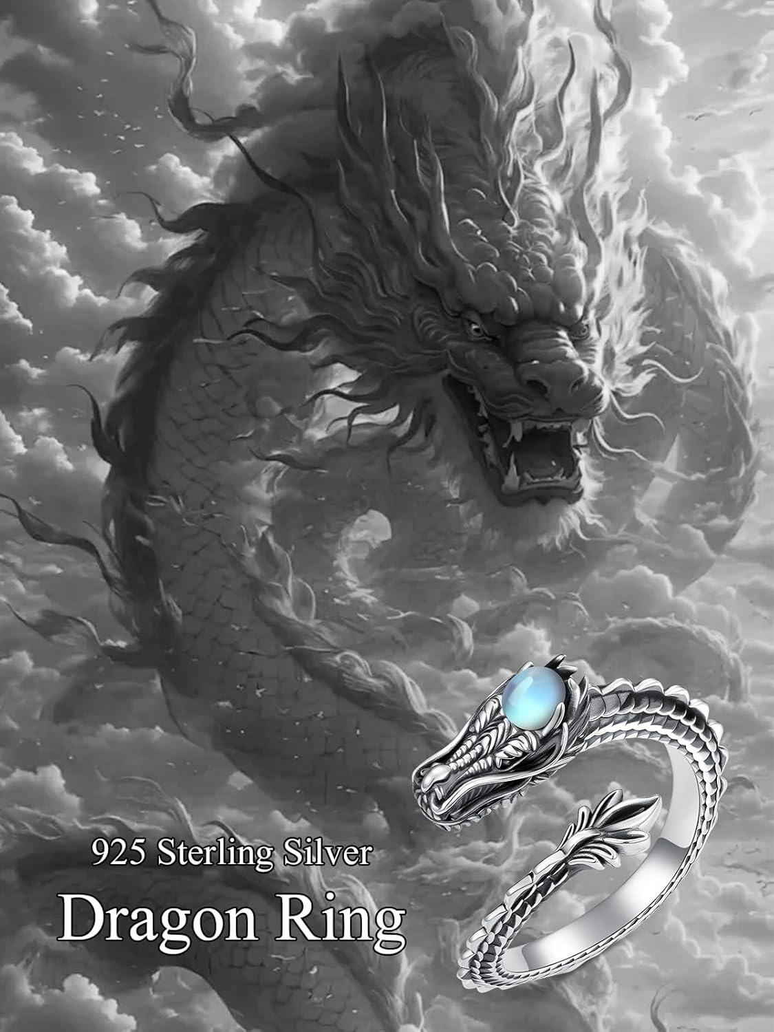 Sterling Silver Cute Dragon Cat Snake Adjustable Animal Jewelry for Women-0-6