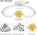 wholesale 925 Sterling Silver Yellow Daisy Flower Charm Bracelet for Women's -0-6
