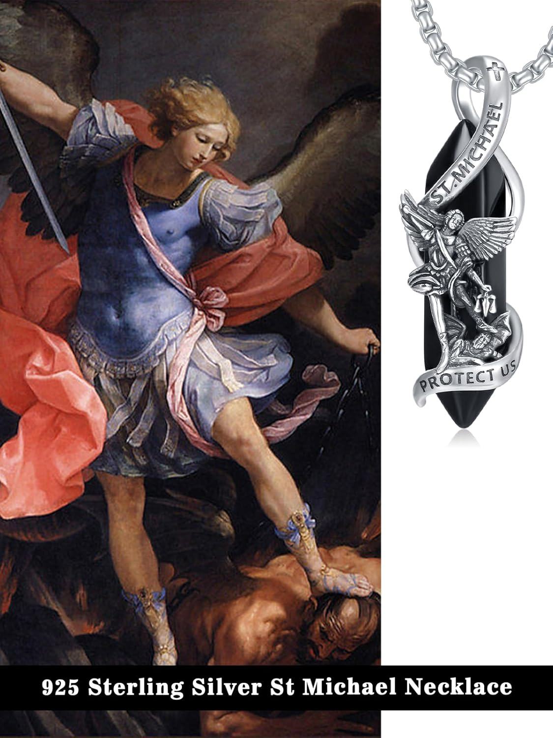 Sterling Silver Saint Michael Christopher Pendant Necklace-0-6