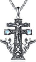 wholesale 925 Sterling Silver Angel Caravaca Cross Pendant Necklace for Men Women Religious s 45cm Chain Length-0-0