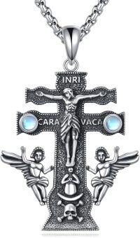 wholesale 925 Sterling Silver Angel Caravaca Cross Pendant Necklace for Men Women Religious s 45cm Chain Length-B-Caravaca Cross Necklace
