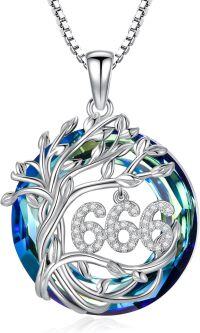 wholesale Sterling Silver Tree of Life Angel Number Necklace Numerology Jewelry Gift-666