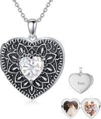 wholesale  Sterling Silver Birthstone Gemstone Heart Photo Locket Necklace Holds 2 Pictures Jewelry Gift -05 May-06 June-12 December-11 November-02 February-10 October-09 September-04 April-07 July-08 August-01 January-03 March