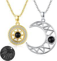 wholesale 925 Sterling Silver Star & Crescent Moon Pendant Necklaces - Romantic Valentine's Day Gifts for Couples-03-gold