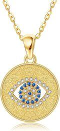 wholesale 14K Gold Round Evil Eye Pendant Necklace with Chain for Women Girls-0-0