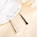 wholesale 925 Sterling Silver Black Enamel Musical Instrument Dangle Earrings Gift for Her-0-3