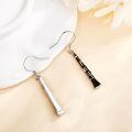 wholesale 925 Sterling Silver Clarinet Black Enamel Drop Earrings For Music Lovers-0-3