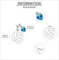 wholesale 925 Sterling Silver Blue Crystal Heart & Volleyball Pendant Sporty Necklace Gift for Her-0-3