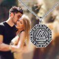 wholesale 925 Sterling Silver Viking Valknut Triangle Pendant Necklace  for Men & Women-0-4