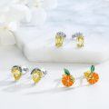 wholesale 925 Sterling Silver Yellow Citrine Green Cz Flower Stud Earrings-0-2