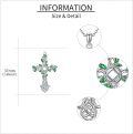 wholesale 925 Sterling Silver Green Leaf Celtic Knot Cross Pendant Necklace Religious s for Women and Men-0-4