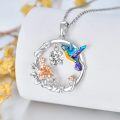 wholesale 925 Sterling Silver Synthetic Birthstone Hummingbird Necklace for Women-0-35