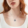 wholesale 925 Sterling Silver Heart-shaped Pet Urn Keepsake Necklace for Ashes - Includes Funnel and Fill Tool (Paw Print & Birds Design)-0-5