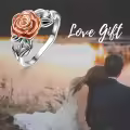 TOUPOP Sterling Silver Rose Flower Promise Ring For Women Birthday Gift-0-1