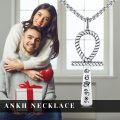 wholesale 925 Sterling Silver Twisted Rope Design Ankh Pendant Necklaces with Hieroglyphics and Eye of Horus Symbol for Men & Women - Ancient Egypt Style -0-5