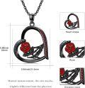 wholesale 925 Sterling Silver Blackened Skeleton Hand with Red Rose Heart Pendant Gothic Necklace-0-2