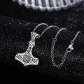 wholesale 925 Sterling Silver & Abalone Shell Mjolnir Viking Pendant Necklace for Men-0-3