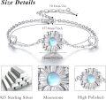 wholesale 925 Sterling Silver Moonstone Flower Heart Charm Bracelet for Women Girls  6-8 Adjustable Chain Length-0-5