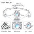 wholesale 925 Sterling Silver Flower Moonstone Heart Pendant Bracelet-0-5
