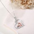 wholesale 925 Sterling Silver Red Panda in Heart Shape Pendant Necklace with Cubic Zirconia Stones s for Women Girls-0-1