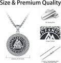 wholesale 925 Sterling Silver Valknut Norse Symbol Pendant Necklace with Rune Circle and Greek Key Design-0-4