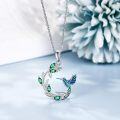wholesale 925 Sterling Silver Hummingbird Pendant Necklace with Green Stones for Women Girls Mothers Day Gift-0-3