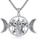 wholesale 925 Sterling Silver Triple Moon Goddess Tree of Life Pendant Wiccan Amulet Necklace Jewelry for Women Girls Gift 48cm Chain Length -0-0