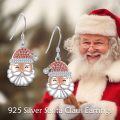 wholesale 925 Sterling Silver Santa Claus Christmas Dangle Earrings Gift for Women-0-4