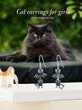 wholesale 925 Sterling Silver Black Cat Bat Skull Gothic Dangle Drop Earrings for Women-0-5
