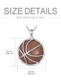 wholesale 925 Sterling Silver Basketball Goldstone Pendant Necklace Platinum Plated Chain-0-3