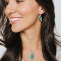 wholesale 925 Sterling Silver Natural Turquoise and Amber Bird Drop Earrings - Native American Style-0-5