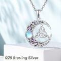 wholesale 925 Sterling Silver Celtic Moon Crescent Triquetra Pendant Necklace With Moonstone-0-5