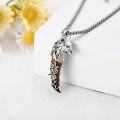 wholesale 925 Sterling Silver Wolf Head with Amber Arrowhead and Runes Pendant Necklace for Men-0-2