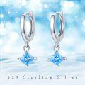 wholesale 925 Sterling Silver Blue Square Cut Gemstone Dangle Huggie Hoop Earrings for Women-0-4