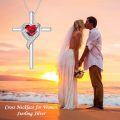 wholesale TOUPOP Garnet Cross Necklace For Women Sterling Silver Birthstone Cross Necklace Heart Cross Pendant January Birthstone Jewelry Birthday Anniversary Christmas Gifts For Her Wife Girlfriend Mom -0-2