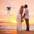 TOUPOP Sterling Silver Garnet Cross Necklace Heart Pendant January Birthstone Jewelry Gift-0-2