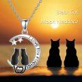 wholesale 925 Sterling Silver Cat Moon Love Forever Pendant Necklace for Women-0-1