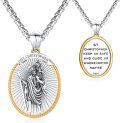 wholesale 925 Sterling Silver St Christopher Pendant Necklace with Chain - Religious Gift for Men and Boys-0-0