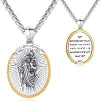 wholesale 925 Sterling Silver St Christopher Pendant Necklace with Chain - Religious Gift for Men and Boys-St Christopher-1