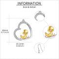 wholesale 925 Sterling Silver Heart-Shaped Duck Dangle Earrings with Cubic Zirconia Accents-0-3