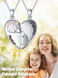 wholesale 925 Sterling Silver Hedgehog Mother & Daughter Heart Pendant Necklaces-0-1