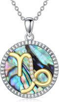 wholesale 925 Sterling Silver Abalone Shell Natural Cubic Zirconia Scorpio Zodiac Necklace 12 Constellation Coin Pendant-0-0
