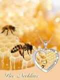 wholesale 925 Sterling Silver Bee Honeycomb Heart Pendant Necklace for Women-0-2